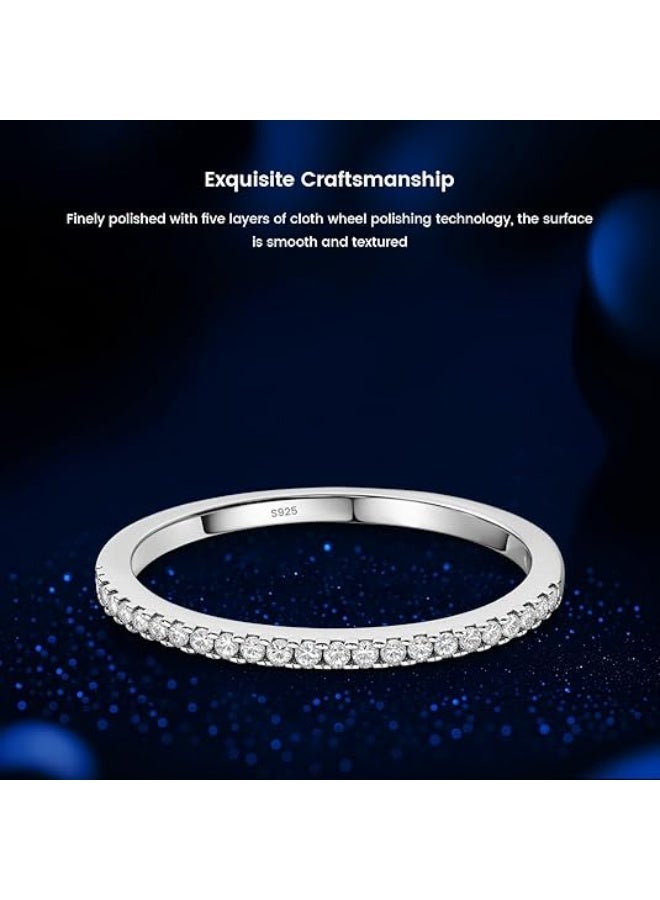 Ucanbe 14K Gold Plated 925 Sterling Silver Ring | Cubic Zirconia Sparkling Diamond Simulated Stackable Eternity Band for Women - Image 3